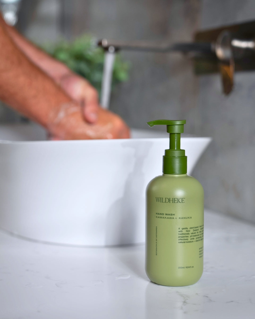 Wildheke hand wash in a bathroom sink setting for everyday hand care