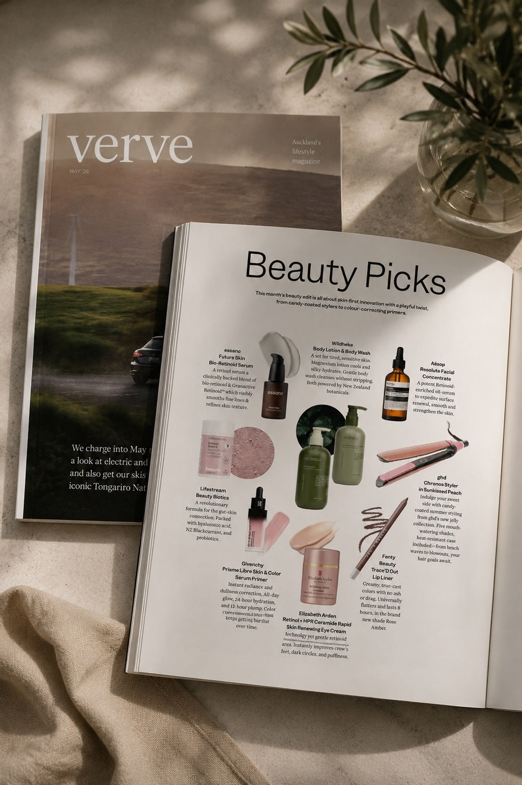 Wildheke featured in Verve magazine Beauty Picks with body lotion and body wash